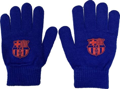 fc barcelona handschoenen kinderen  size blauw acryl