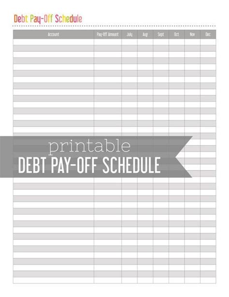 debt payoff schedule page printable  lemonlimeprintables  debt