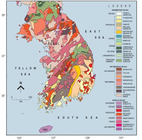 Mapa Geológico Simplificado De Corea Del Sur La Línea