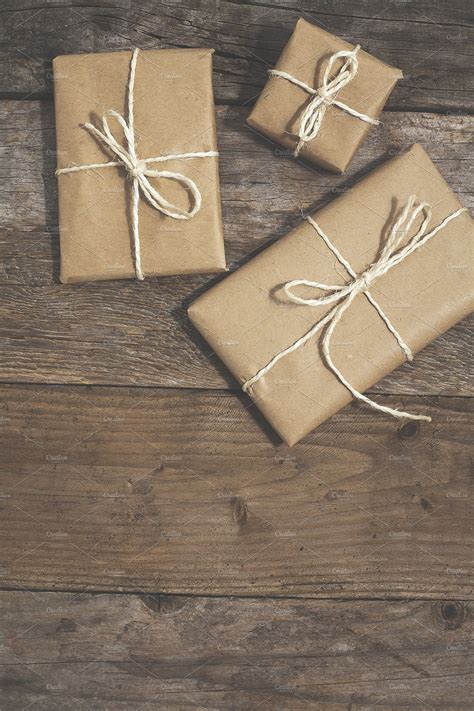 gifts wrapped  brown paper stock photo  brown  paper holiday stock