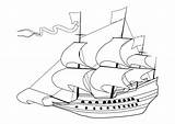 Ship Coloring Sailing 17th Century Large sketch template