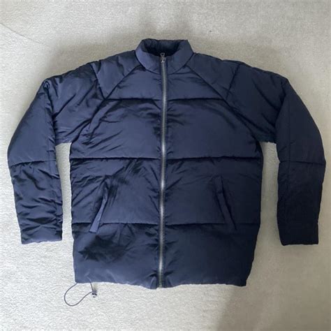 puffer jacket dark blue size  condition   depop