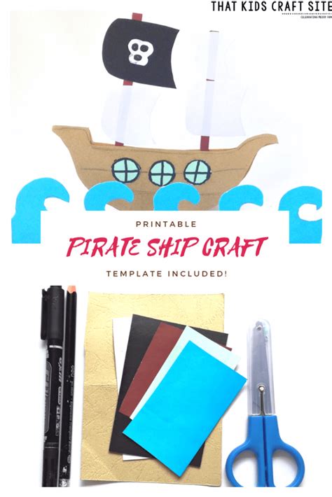 printable pirate ship template kids craft  kids craft site