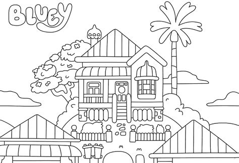 bluey family coloring pages coloring drawing nuclear happy colouring