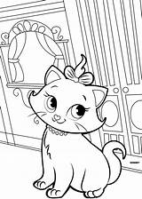 Coloring Pages Cat Cute Popular Marie sketch template