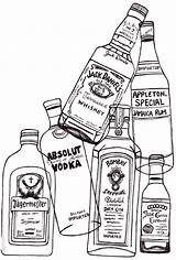 Drawing Bottle Bottles Alcohol Liquor Vodka Drawings Tumblr Line Easy Sketch Illustration Color Dessin Coloring Glass Pages Para Things Cola sketch template