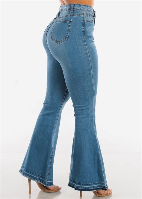 modaxpressonline womens high waisted wide leg light wash bell bottom jeans  walmart