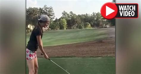 brazen blonde lets golfing friend fire shot from her crotch in bizarre