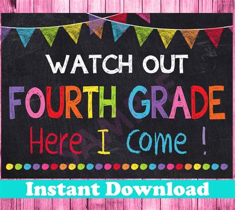 day  fourth grade sign instant