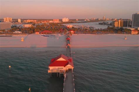 aerial video  empty clearwater beach colorful clearwater