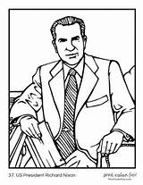Nixon Richard President Presidents Coloring Pages Leaders Printables American First sketch template
