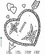 Valentine Coloring Pages Color Number Valentines Heart Printable Crafts Craft Hearts Broken Drawings Cliparts Adults Christmas Sheets Print Banners Fun sketch template
