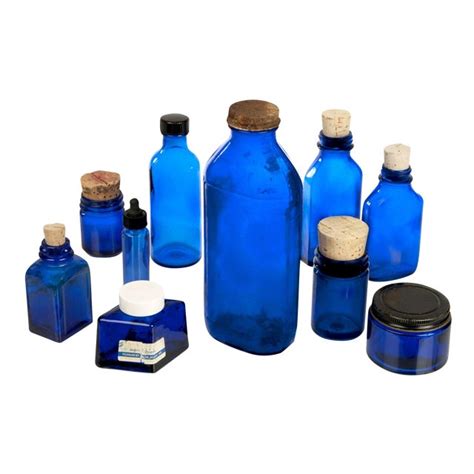 Vintage Cobalt Blue Glass Bottles Set Of 10 Chairish