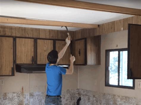 replace  mobile home ceiling  drywall  mobile home ceiling remodel mobile home