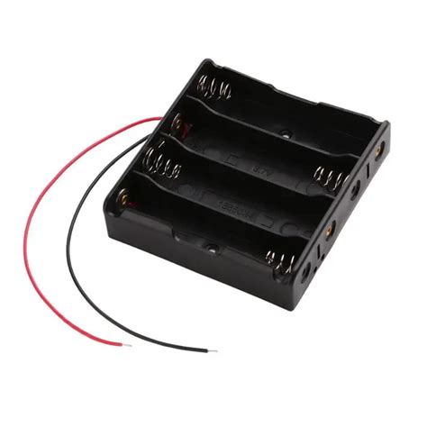1pcs Black Plastic Aa Battery Storage Box 4 Slot Way Diy Batteries Clip