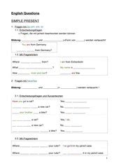 englisch arbeitsmaterialien questions negation