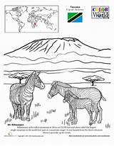 Kilimanjaro Tanzania Geography Ayers Colouring Monumentos Designlooter sketch template