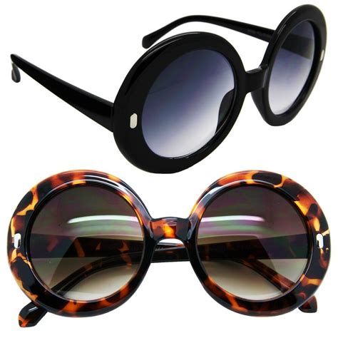 big oversized round sunglasses vintage thick frame women fashion black
