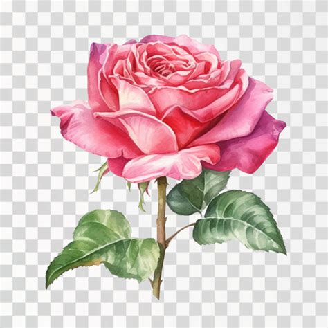 single pink rose  watercolor png transparent background nohatcc