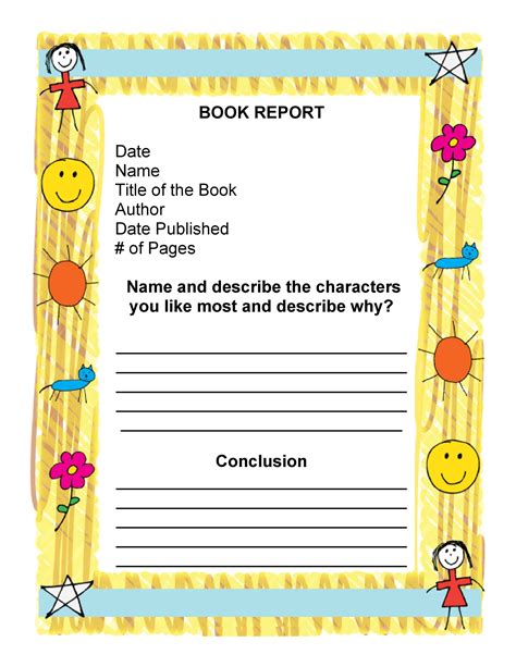 grade nonfiction book report forms