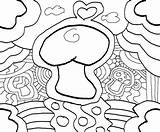 Coloring Pages Trippy Mushroom Weed Color Printable Lineart Psychedelic Drawings Stoner Abstract Mushrooms Peace Deviantart Template Hippie Printablee Via Sign sketch template