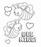 Bee Coloring Mine Pages Valentine sketch template