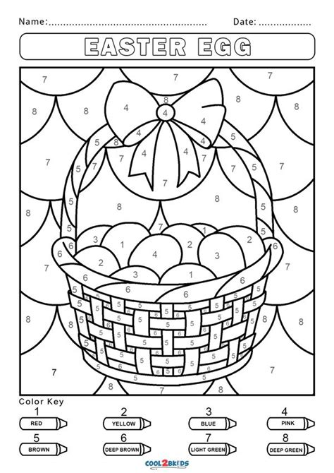 color  number worksheets coolbkids easter activities