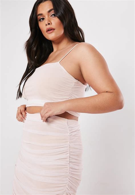 Plus Size Nude Co Ord Ruched Midaxi Skirt Missguided