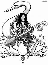 Saraswati Drawing Maa Sketch Goddess Coloring Pages Abstract Lineart Template Getdrawings Religions Drawings Tattoo Portal Choose Board sketch template