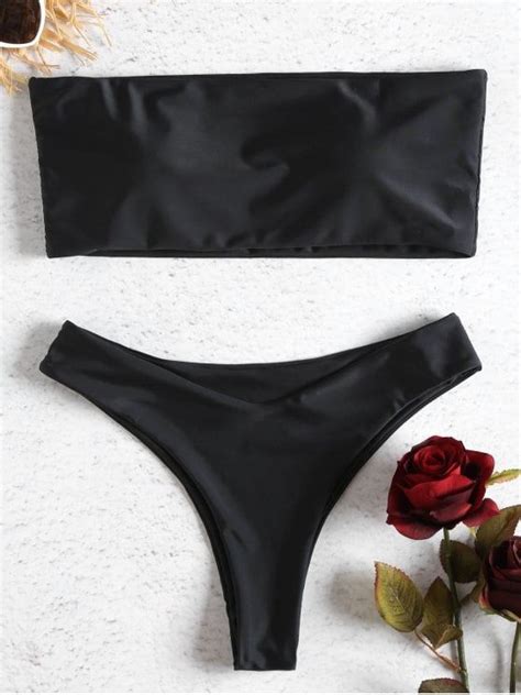 shop for padded bandeau bikini set black bikinis m at zaful only 11