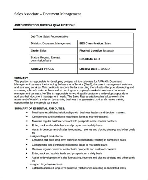 Free 9 Sample Sales Associate Job Description Templates