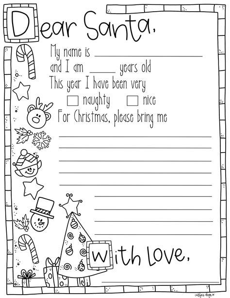 kindergarten letter  santa template black  white web