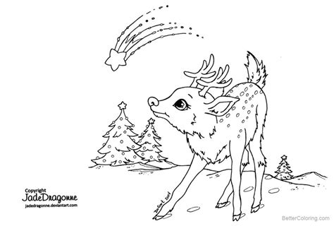 christmas reindeer coloring pages  jadedragonne  printable
