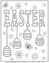 Easter Coloring Pages Eggs Worksheets Title Decorated Planerium Sign sketch template
