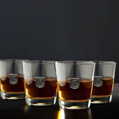 Set Of 4 Monogram Regal Crest Whiskey Glasses Zazzle Personalized