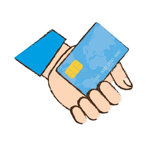 drawing holding credit card bank stock illustration illustration