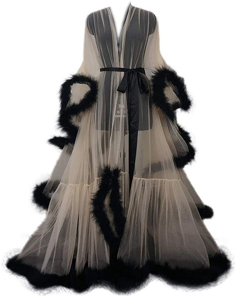 old hollywood feather robe sexy boudoir robe feather bridal robe tulle