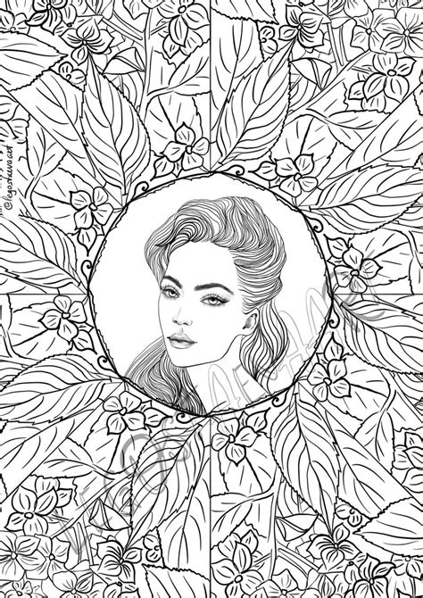 printable coloring pages beautiful girl  long hair etsy