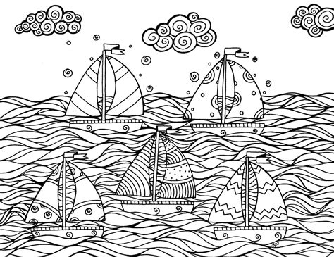 sailboats nautical adult coloring page instant   etsy