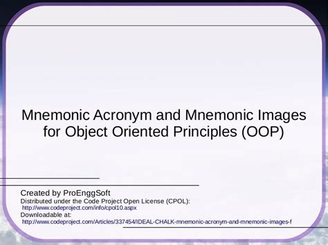 mnemonic acronym  mnemonic images  object oriented principles