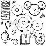 Molecule Water Science Sketch Coloring Molecules H2o Chemistry Drawing Illustration Stock Doodle Drawings Color Molecular Doodles Vector Atom Sketches Atoms sketch template