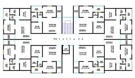 bhk apartment cluster layout plan drawing  dwg file cadbull