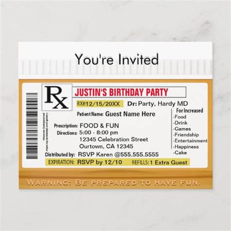 invitation rx prescription for fun