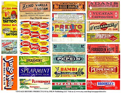 gum wrapper advertising retro style chewing gum packaging  etsy chewing gum sticker