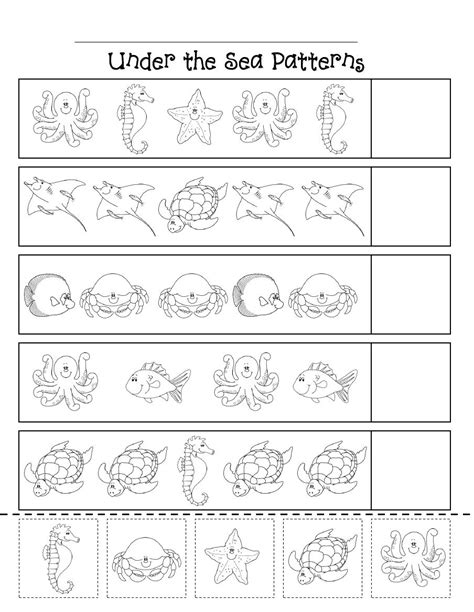 ocean patterns  kindergarten worksheets pattern worksheets