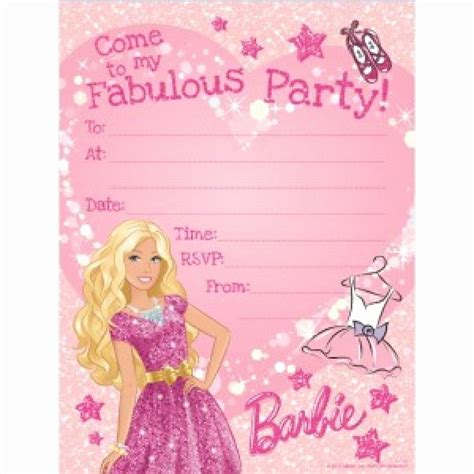 free printable barbie invitations elegant barbie glitter