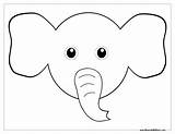 Elephant Coloring Ears Clipart Printable Pages Face Head Mask Easy Template Elephants Drawings Ear Bunny Cute Colouring Cartoon Color Clip sketch template