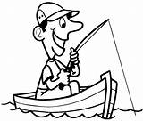 Fishing Boat Drawing Man Cartoon Line Guy Draw Fish Small Clipart Drawings Decals Clip Vinyl Fishermen Drawn Digi Customize Sticker sketch template