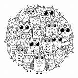 Mandala Owls Shape Adults 30seconds sketch template