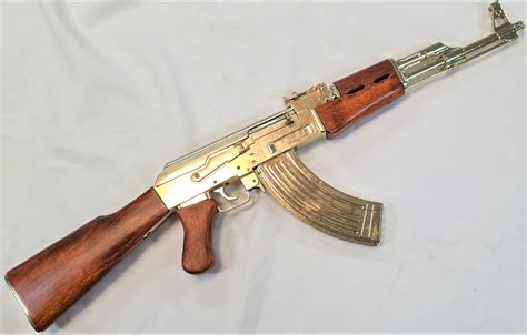 replica ak  rifle  denix semi automatic rifle gold saddam hussein iraq jb military antiques